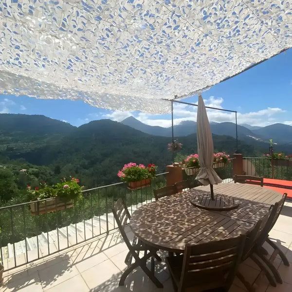 White Camo Netting | 420D Reinforced Camo Shade Netting