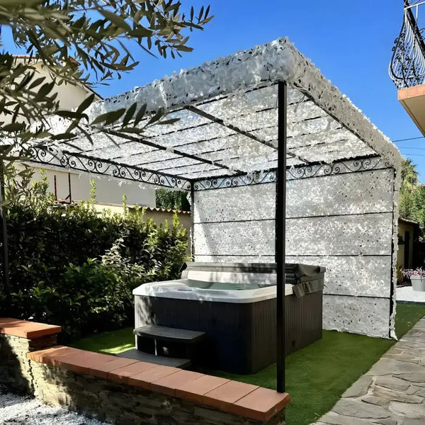 White Camo Netting | 420D Reinforced Camo Shade Netting